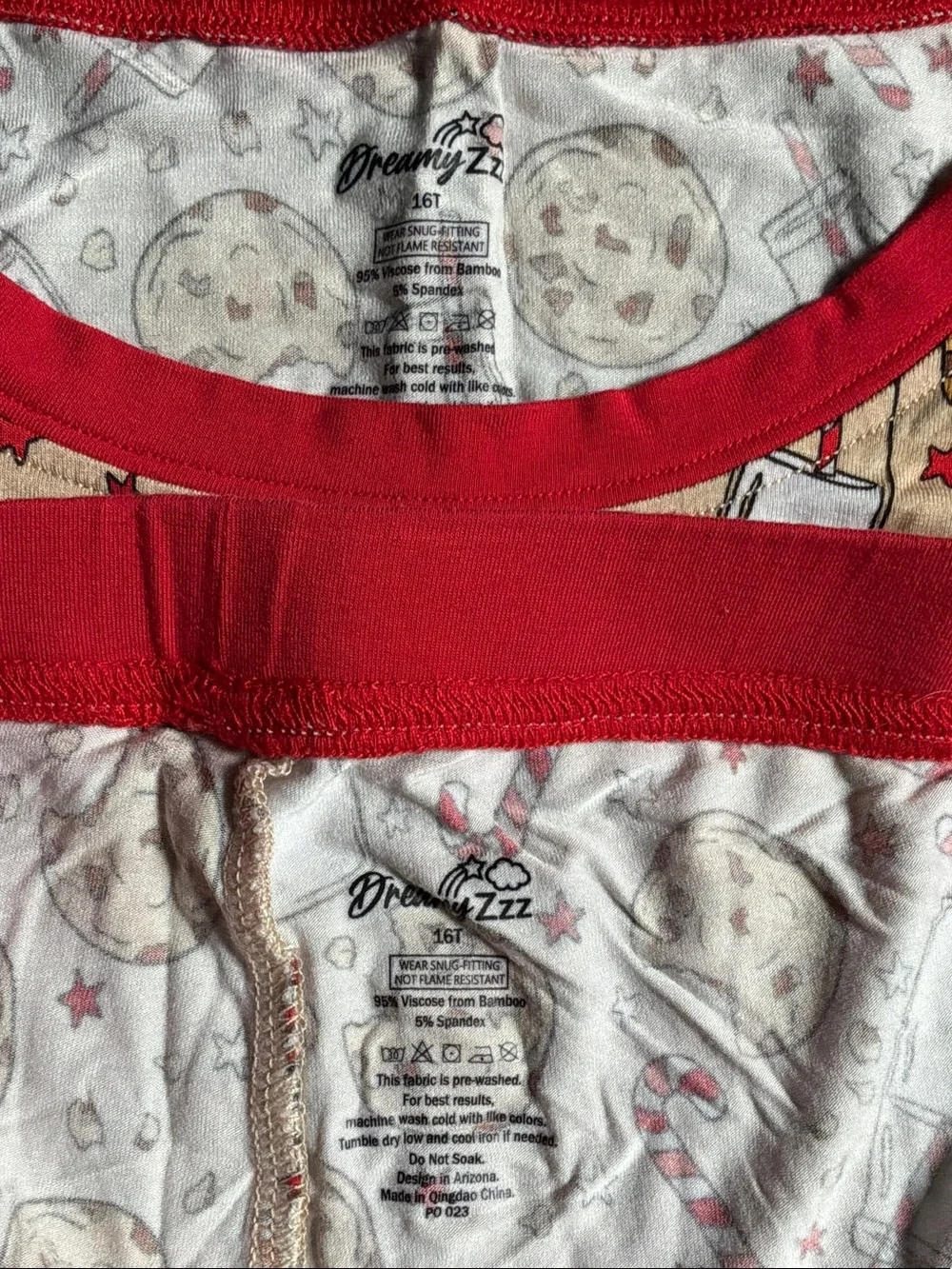 Kids Cookie & Milk Pajama Set with Red Trim